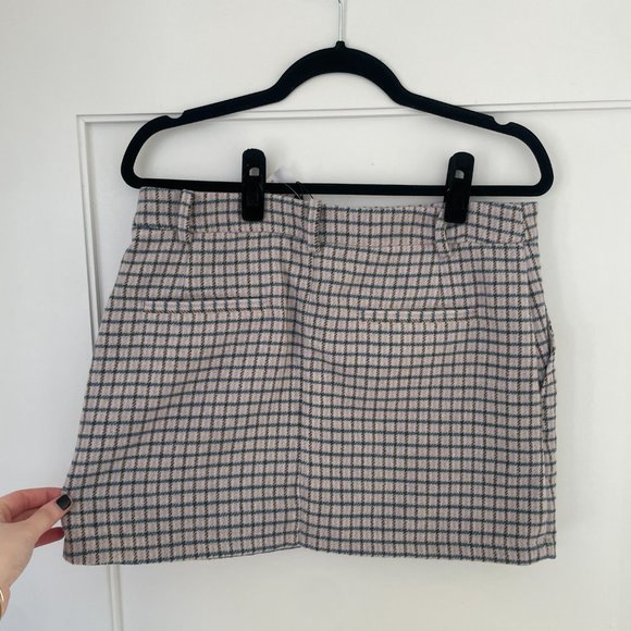 Rails Prim Mini Skirt Lilac Navy Gingham Check Print Front Zip Size 4 - Picture 11 of 12